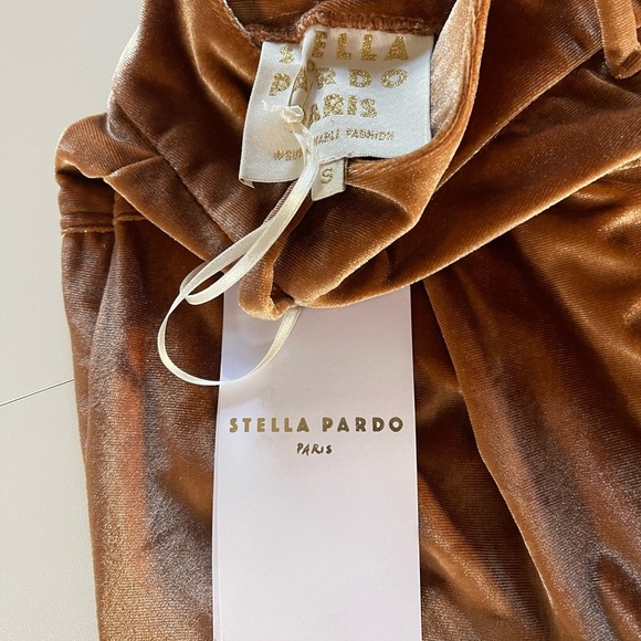 Stella Pardo High Waist Wide Leg Velour Camel Velour Size Small NWT MSRP$250‎ - Picture 9 of 13